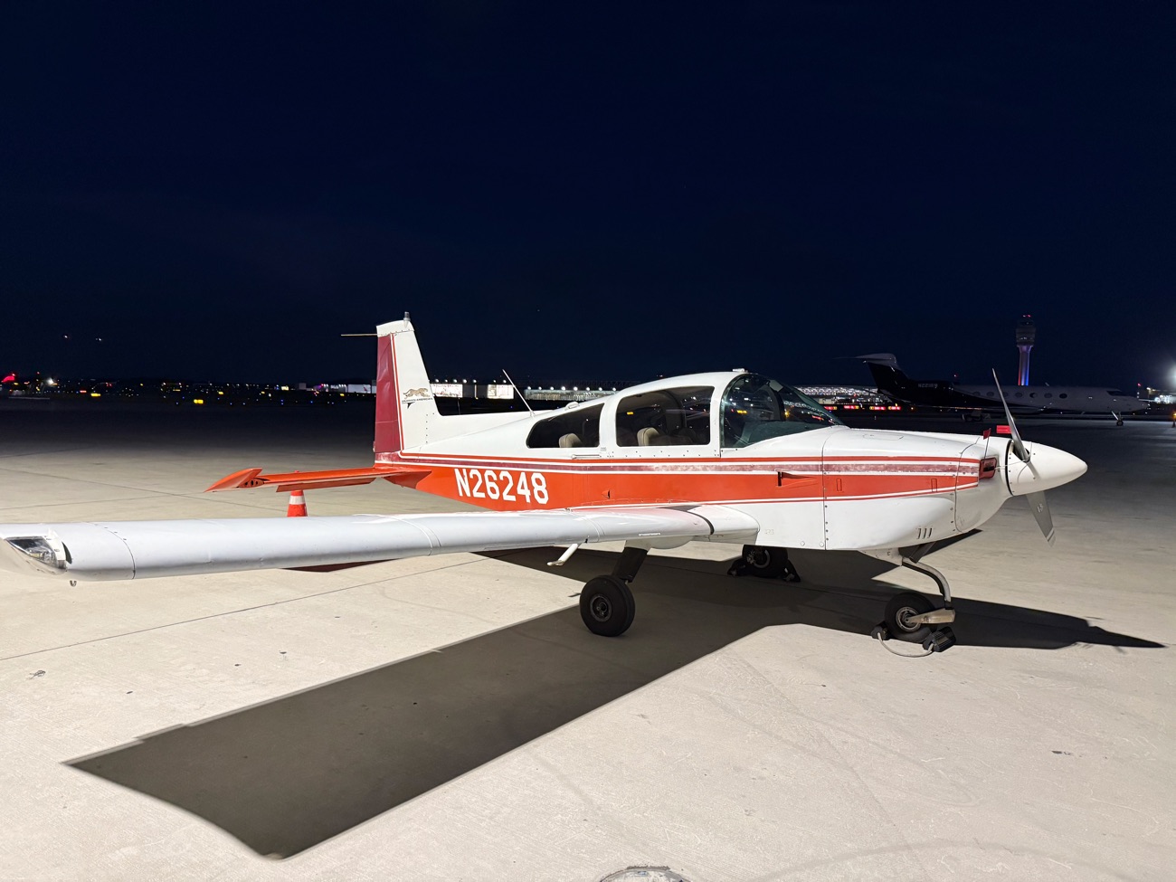 Grumman N26248 on the ramp at night