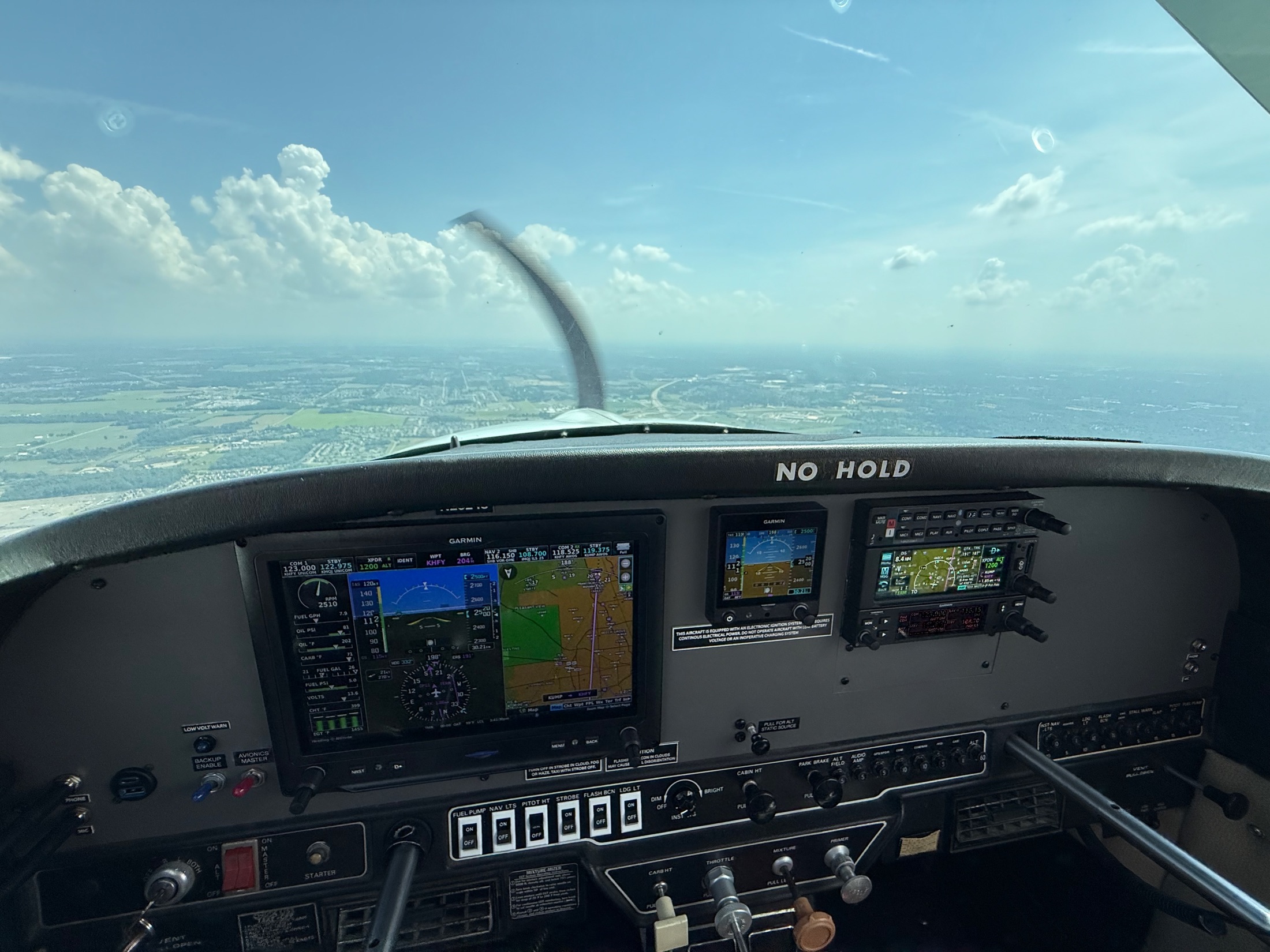 Garmin glass panel avionics in flight